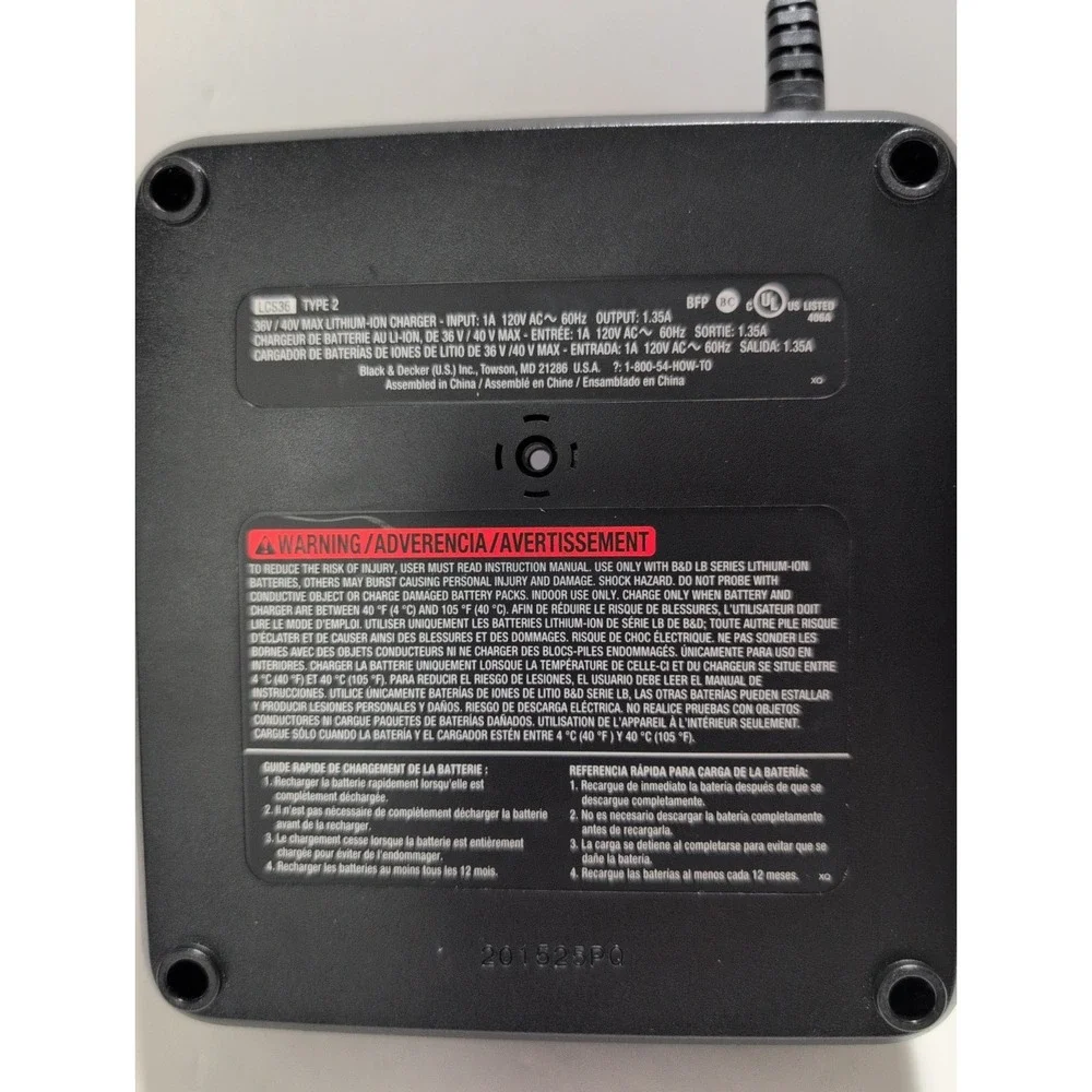 OEM Black & Decker LCS36 Type 2 Lithium 36-40V Battery Charger, Original